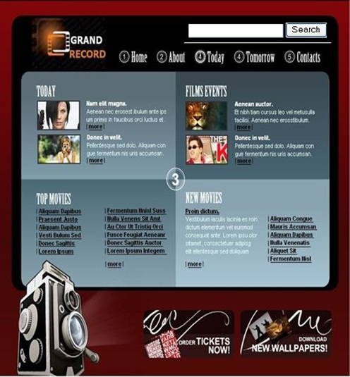 Designing a website for a new company "Grand Record" cinema
