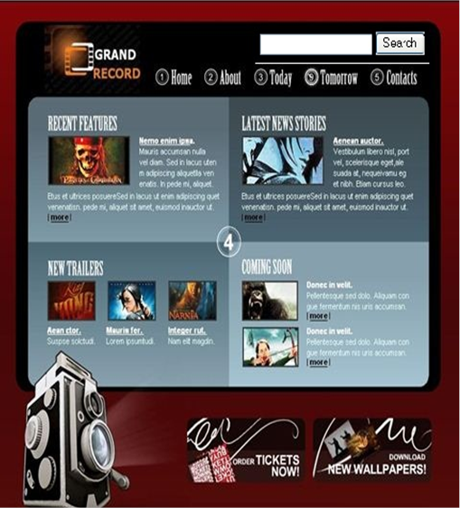 Designing a website for a new company "Grand Record" cinema